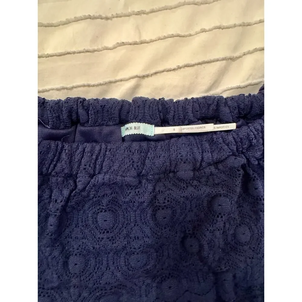 Kimchi Blue by Urban Outfitters Off Shoulder Navy Blue Blouse Women's Small Twee - Picture 4 of 11